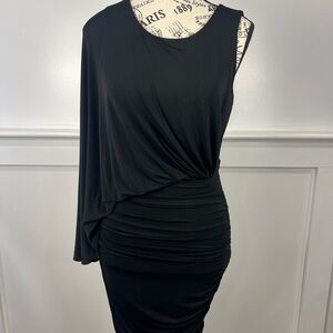 BCBGMaxAzria Black Asymmetrical One Shoulder Cocktail Dress